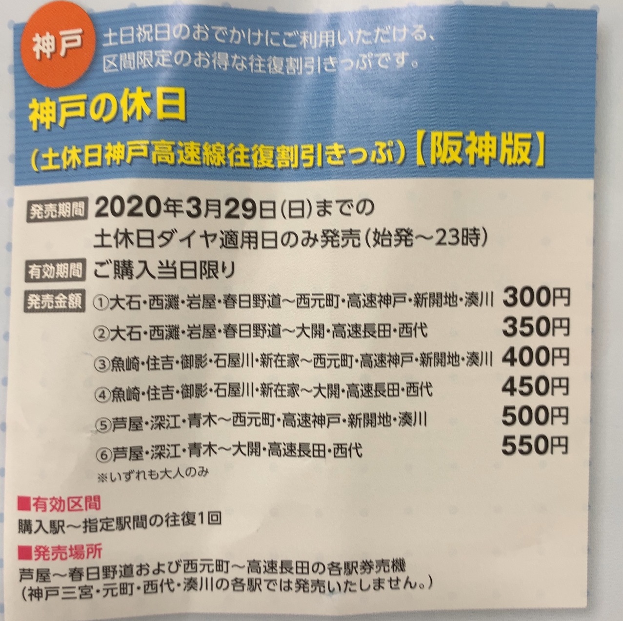 阪神＆高速神戸割引チケット
