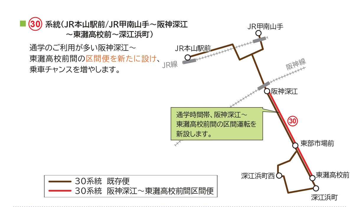 【神戸市灘区・東灘区】神戸市バス「33系統」運行を取り止めに。路線変更・バス停の位置変更など…。2025年4月1日～