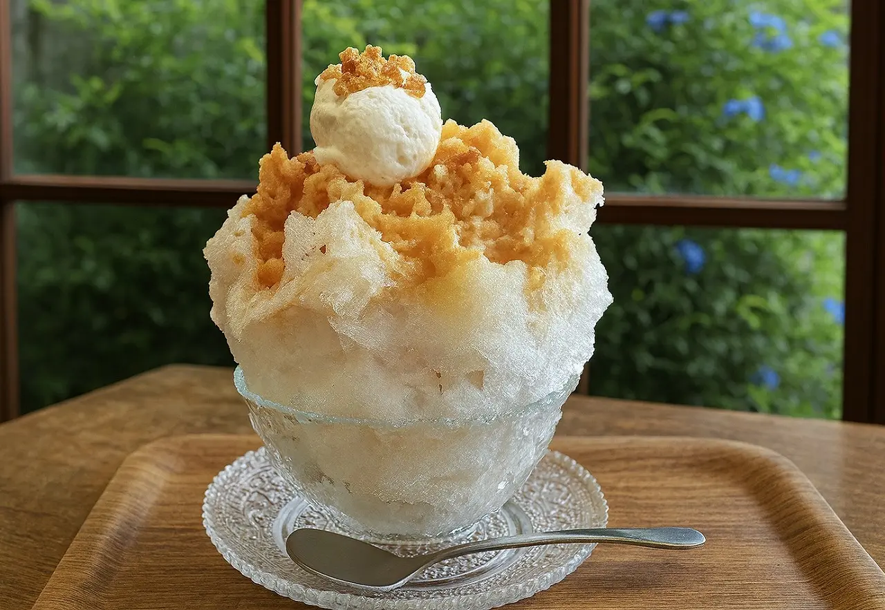 【神戸市灘区】阪急王子公園駅すぐ『Nim.cafe』さんで、贅沢なかき氷をいただきました(≧▽≦) 桃が重たすぎて氷が沈んでいく…。