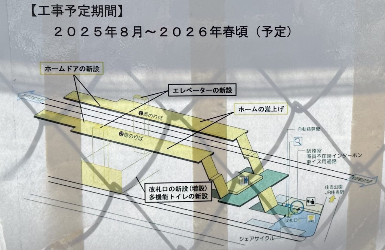 【神戸市東灘区】2026年春完成予定♪ 阪神住吉駅が大変身中! ホームの西にエレベーター&改札新設に向けて工事が進んでいます。