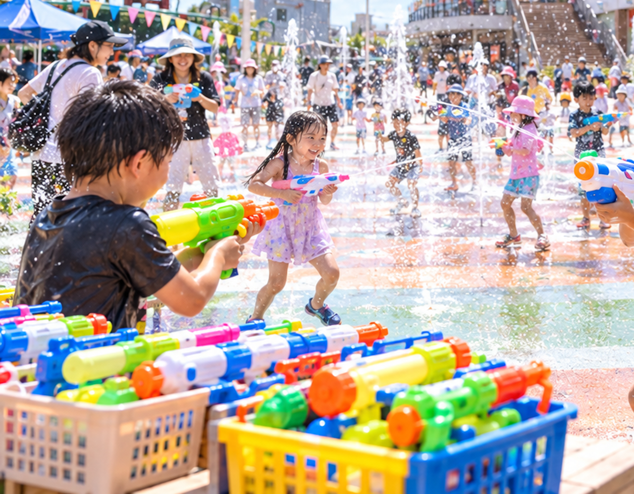 【神戸市東灘区】まだまだ水遊び♪ サンシャインワーフ神戸で「びしょぬれ大作戦&縁日」9月20・21日開催! 参加無料
